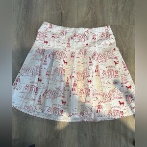 Red and White Patterned Women's Skirt
